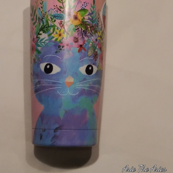 ADORABLE FLORAL CAT THERMAL HOT OR COLD FLASK - Picture 2 of 5
